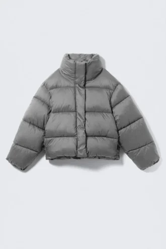 Short Oversized Puffer Jacket – Grey