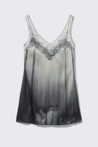 Short Printed Tank Dress – Trompe-L’œIl Lace Print