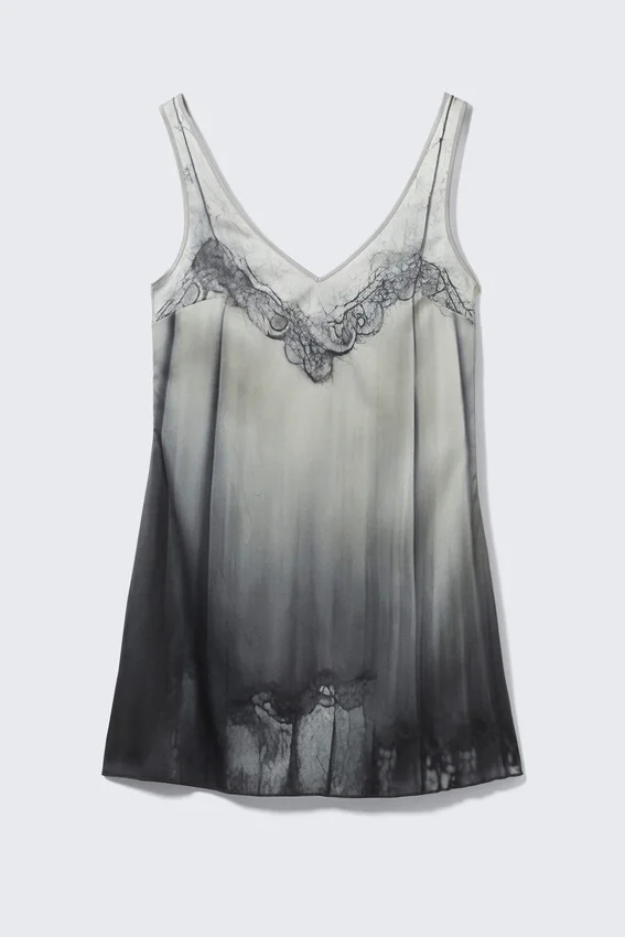 Short Printed Tank Dress – Trompe-L’œIl Lace Print Short Printed Tank Dress – Trompe-L’œIl Lace Print