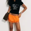Short Satin Lace Shorts – Orange Short Satin Lace Shorts – Orange