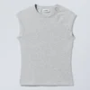 Short Sleeve Fitted Top – Grey Melange Short Sleeve Fitted Top – Grey Melange