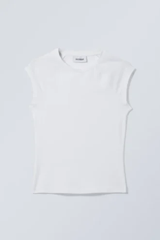 Short Sleeve Fitted Top – White