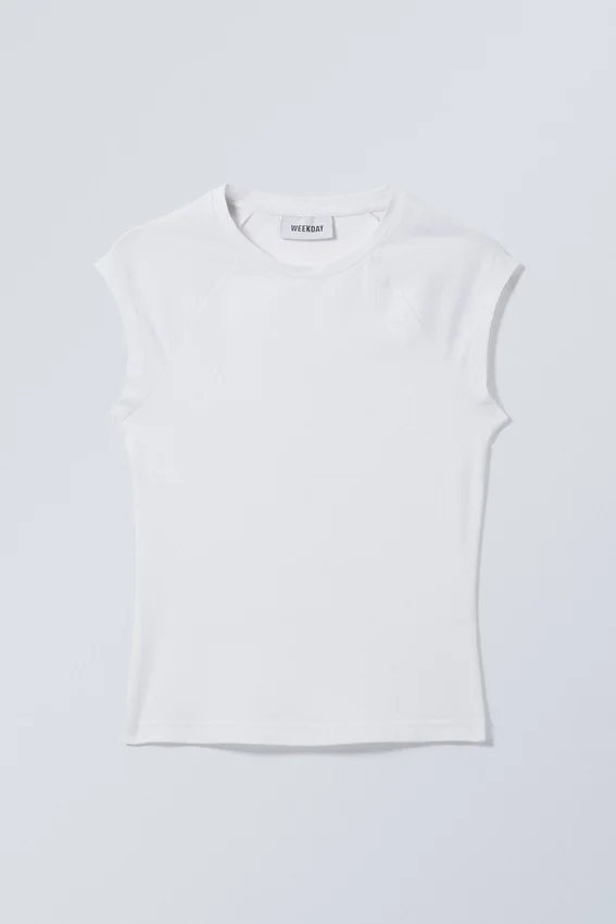 Short Sleeve Fitted Top – White Short Sleeve Fitted Top – White