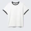 Short-Sleeved Contrast Trim Cotton T-Shirt – Black & White Short-Sleeved Contrast Trim Cotton T-Shirt – Black & White