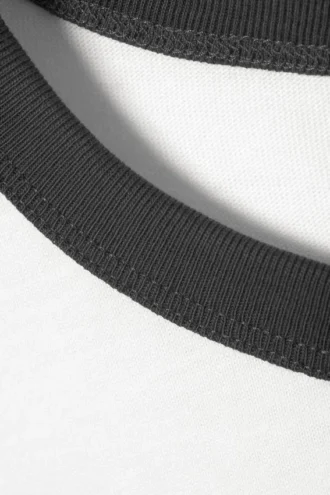 Short-Sleeved Contrast Trim Cotton T-Shirt – Black & White