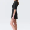 Short-Sleeved Cotton Mini Dress – Black Short-Sleeved Cotton Mini Dress – Black