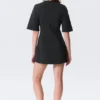 Short-Sleeved Cotton Mini Dress – Black Short-Sleeved Cotton Mini Dress – Black