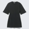 Short-Sleeved Cotton Mini Dress – Black Short-Sleeved Cotton Mini Dress – Black