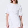 Short-Sleeved Cotton Mini Dress – White Short-Sleeved Cotton Mini Dress – White