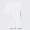 Short-Sleeved Cotton Mini Dress – White Short-Sleeved Cotton Mini Dress – White