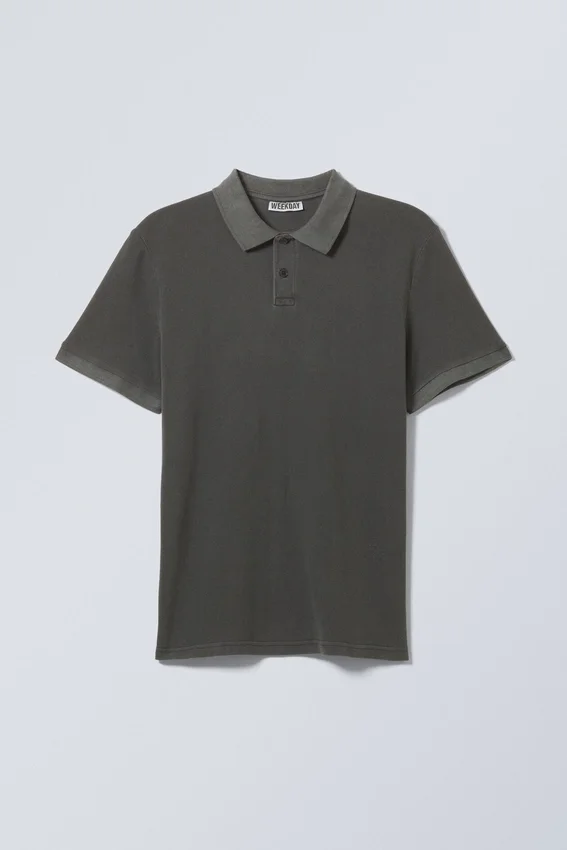 Short-Sleeved Cotton Piqua Polo Shirt – Dark Grey Short-Sleeved Cotton Piqua Polo Shirt – Dark Grey