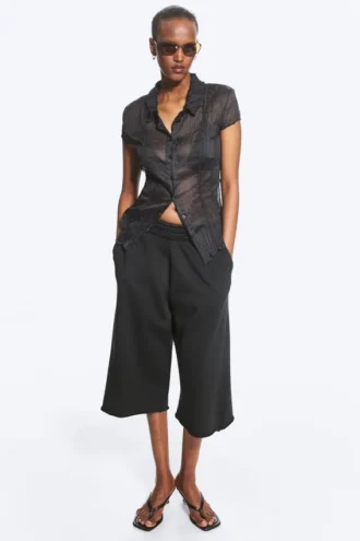 Short-Sleeved Crinkle Shirt – Dark Grey