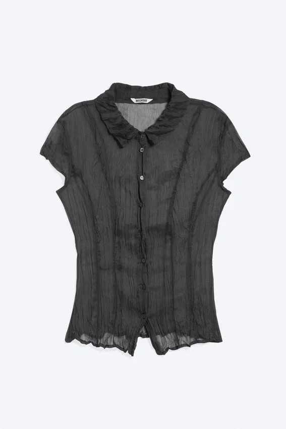 Short-Sleeved Crinkle Shirt – Dark Grey Short-Sleeved Crinkle Shirt – Dark Grey
