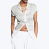Short-Sleeved Crinkle Shirt – Dusty Light Mole Short-Sleeved Crinkle Shirt – Dusty Light Mole