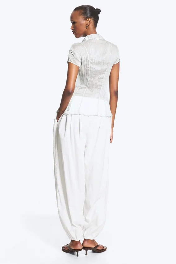 Short-Sleeved Crinkle Shirt – Dusty Light Mole Short-Sleeved Crinkle Shirt – Dusty Light Mole