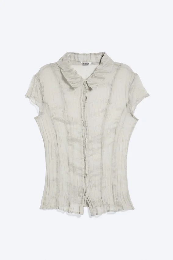 Short-Sleeved Crinkle Shirt – Dusty Light Mole Short-Sleeved Crinkle Shirt – Dusty Light Mole