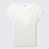 Short-Sleeved Knitted Layered Top – White Short-Sleeved Knitted Layered Top – White
