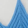 Short-Sleeved Knitted Layered Top – White & Blue Short-Sleeved Knitted Layered Top – White & Blue