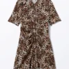 Short-Sleeved Mini Shirt Dress – Leopard-Print Short-Sleeved Mini Shirt Dress – Leopard-Print