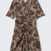 Short-Sleeved Mini Shirt Dress – Leopard-Print Short-Sleeved Mini Shirt Dress – Leopard-Print
