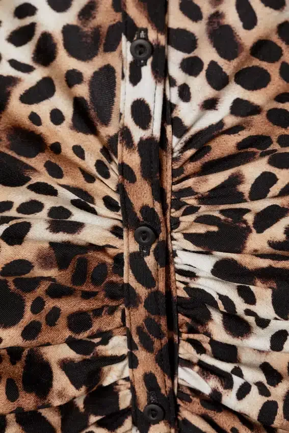 Short-Sleeved Mini Shirt Dress – Leopard-Print Short-Sleeved Mini Shirt Dress – Leopard-Print