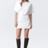 Short-Sleeved Mini T-Shirt Dress – White Short-Sleeved Mini T-Shirt Dress – White