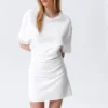 Short-Sleeved Mini T-Shirt Dress – White Short-Sleeved Mini T-Shirt Dress – White
