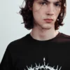 Short-Sleeved Printed T-Shirt – Black – Thorn Crown Short-Sleeved Printed T-Shirt – Black – Thorn Crown