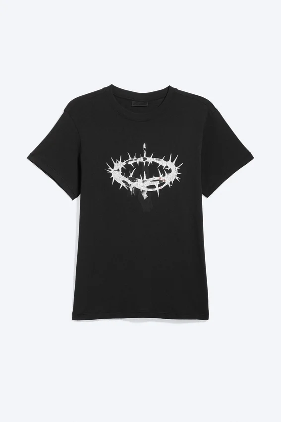 Short-Sleeved Printed T-Shirt – Black – Thorn Crown Short-Sleeved Printed T-Shirt – Black – Thorn Crown