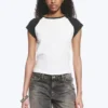 Short-Sleeved Raglan T-Shirt – White/Dark Grey Short-Sleeved Raglan T-Shirt – White/Dark Grey