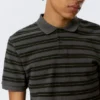 Short-Sleeved Tennis Piqua Shirt – Dark Grey – Green Stripe Short-Sleeved Tennis Piqua Shirt – Dark Grey – Green Stripe