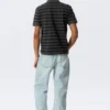 Short-Sleeved Tennis Piqua Shirt – Dark Grey – Green Stripe Short-Sleeved Tennis Piqua Shirt – Dark Grey – Green Stripe