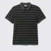 Short-Sleeved Tennis Piqua Shirt – Dark Grey – Green Stripe Short-Sleeved Tennis Piqua Shirt – Dark Grey – Green Stripe