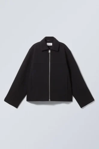 Short Wool Blend Jacket – Black