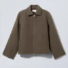 Short Wool Blend Jacket – Dark Brown Short Wool Blend Jacket – Dark Brown