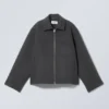 Short Wool Blend Jacket – Dark Grey Melange