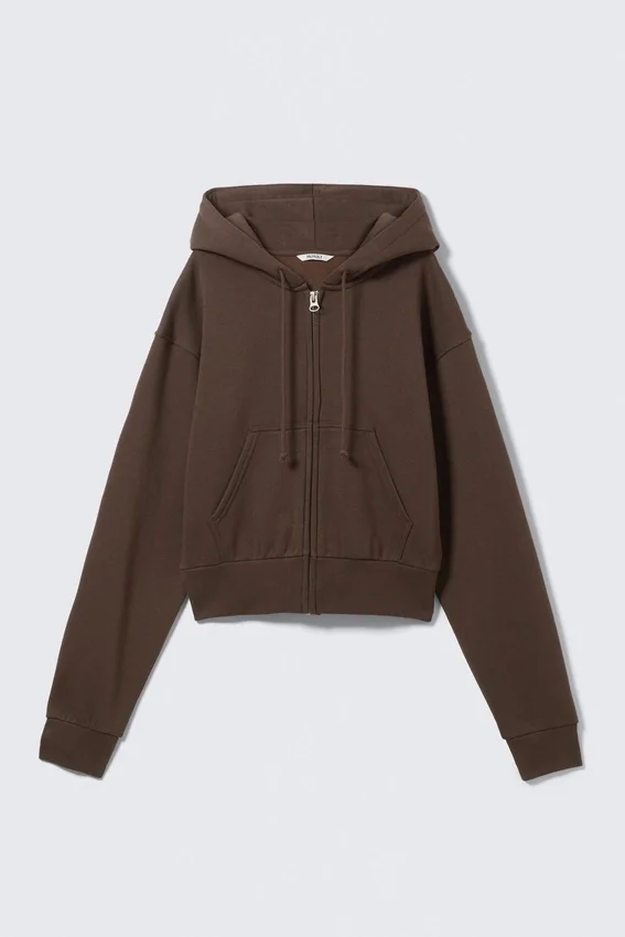 Short Zip Hoodie – Dark Brown – Magic Short Zip Hoodie – Dark Brown – Magic