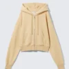 Short Zip Hoodie – Washed Light Beige Short Zip Hoodie – Washed Light Beige