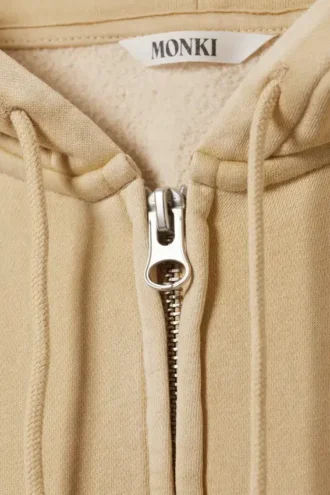 Short Zip Hoodie – Washed Light Beige
