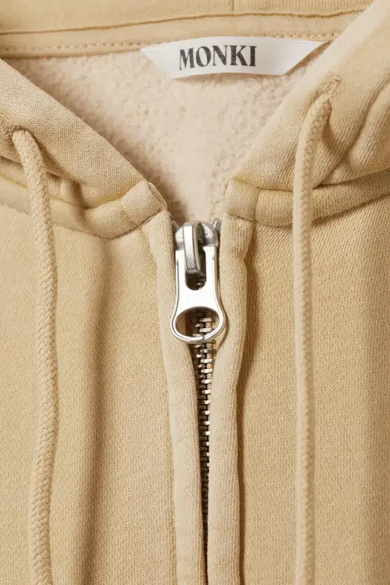 Short Zip Hoodie – Washed Light Beige Short Zip Hoodie – Washed Light Beige