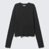 Shrunken Distressed Wool Blend Sweater – Black Shrunken Distressed Wool Blend Sweater – Black