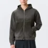 Shrunken Distressed Zip Hoodie – Dark Grey Shrunken Distressed Zip Hoodie – Dark Grey