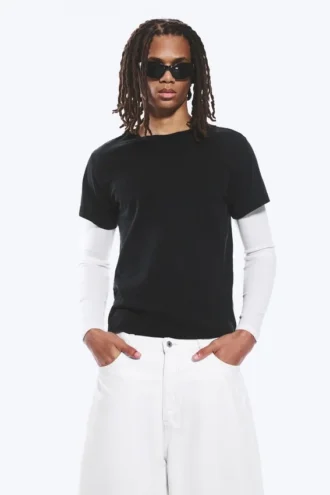 Shrunken Double Layered T-Shirt – Black & White