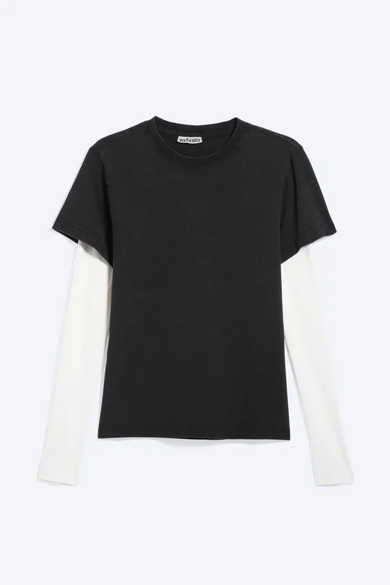 Shrunken Double Layered T-Shirt – Black & White Shrunken Double Layered T-Shirt – Black & White