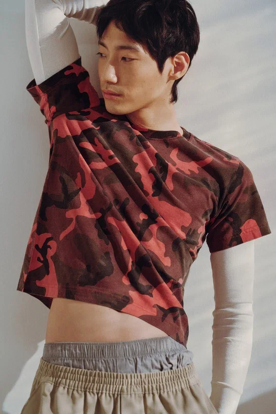 Shrunken Double Layered T-Shirt – Red Camouflage Shrunken Double Layered T-Shirt – Red Camouflage