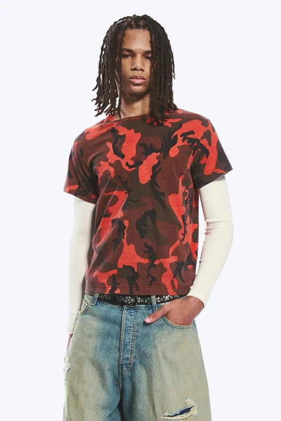 Shrunken Double Layered T-Shirt – Red Camouflage Shrunken Double Layered T-Shirt – Red Camouflage