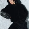 Shrunken Faux Fur Hooded Jacket – Black Shrunken Faux Fur Hooded Jacket – Black