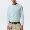 Shrunken Knitted Cotton Sweater – Washed Light Blue