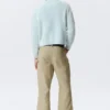 Shrunken Knitted Cotton Sweater – Washed Light Blue