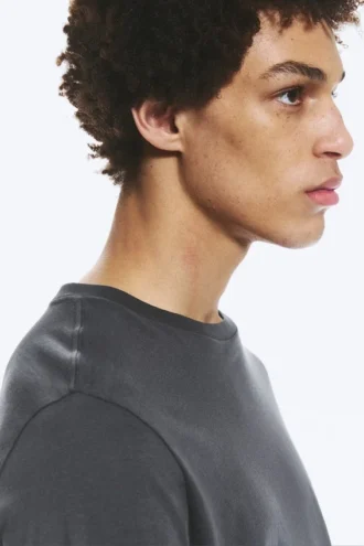 Shrunken Long-Sleeved Cotton T-Shirt – Dark Grey